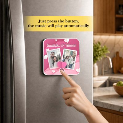 Birthday Gift for Girlfriend Boyfriend Customizable Photo Frame Musical Fridge Magnet for Couples | MP3 Audio & Song Playback Anniversary, Valentine's Day, and Weddings Gift